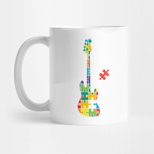 Color Puzzle Bass Guitar Silhouette by nightsworthy